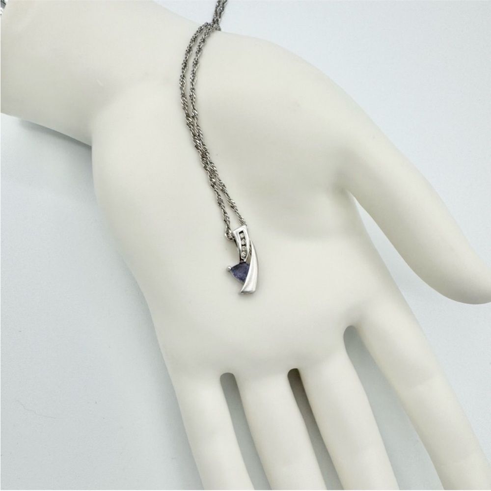 10K Two Tone White Gold Diamond & Tanzanite Ring & Pendant Set .04 ctw 3.6 - Picture 6 of 12